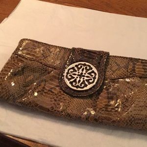 Solina Leather Snake Print Wristlet EUC FIRM